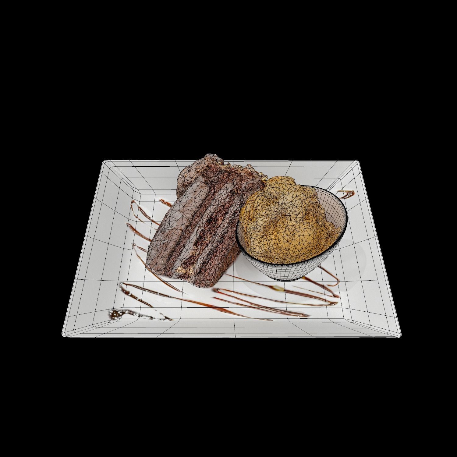 Blackout Chocolate Cake Low-poly 3D model_6