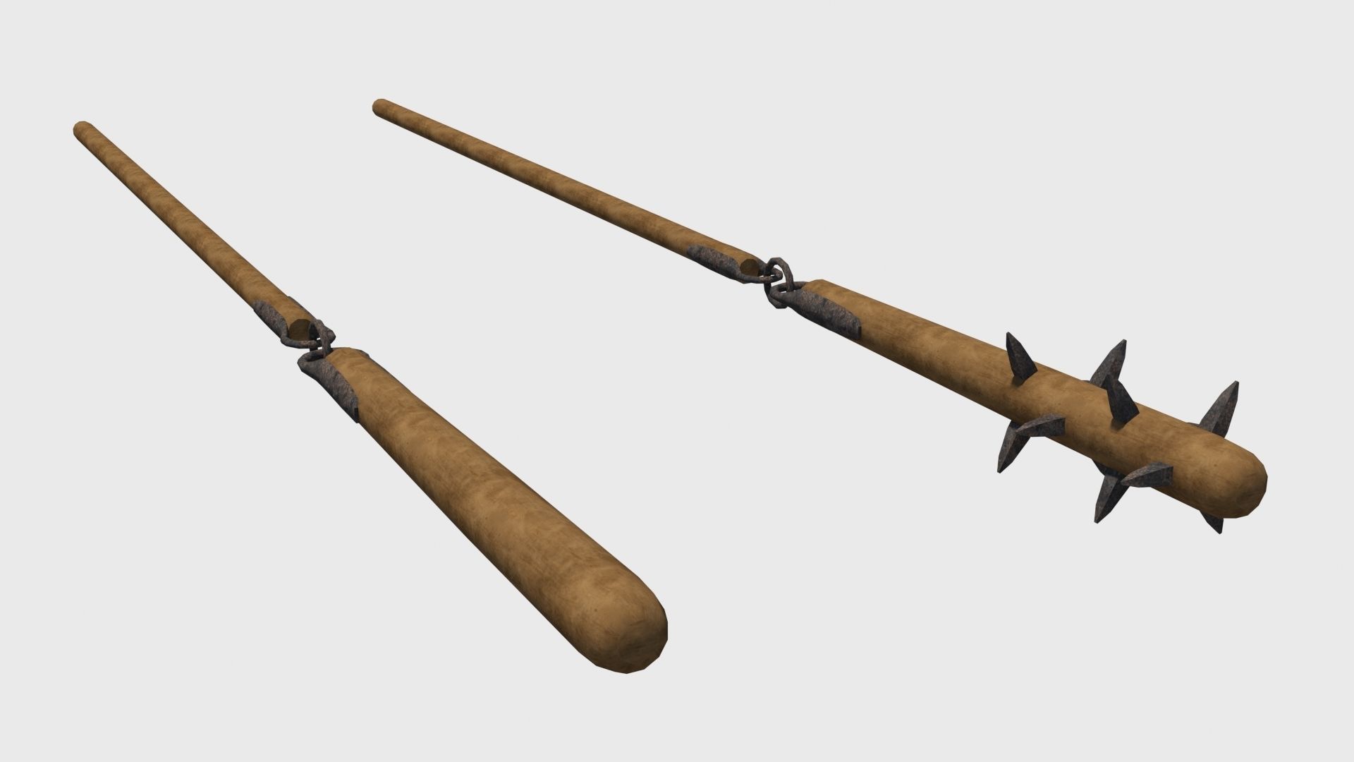 Agricultural and war flail Low-poly 3D model_7