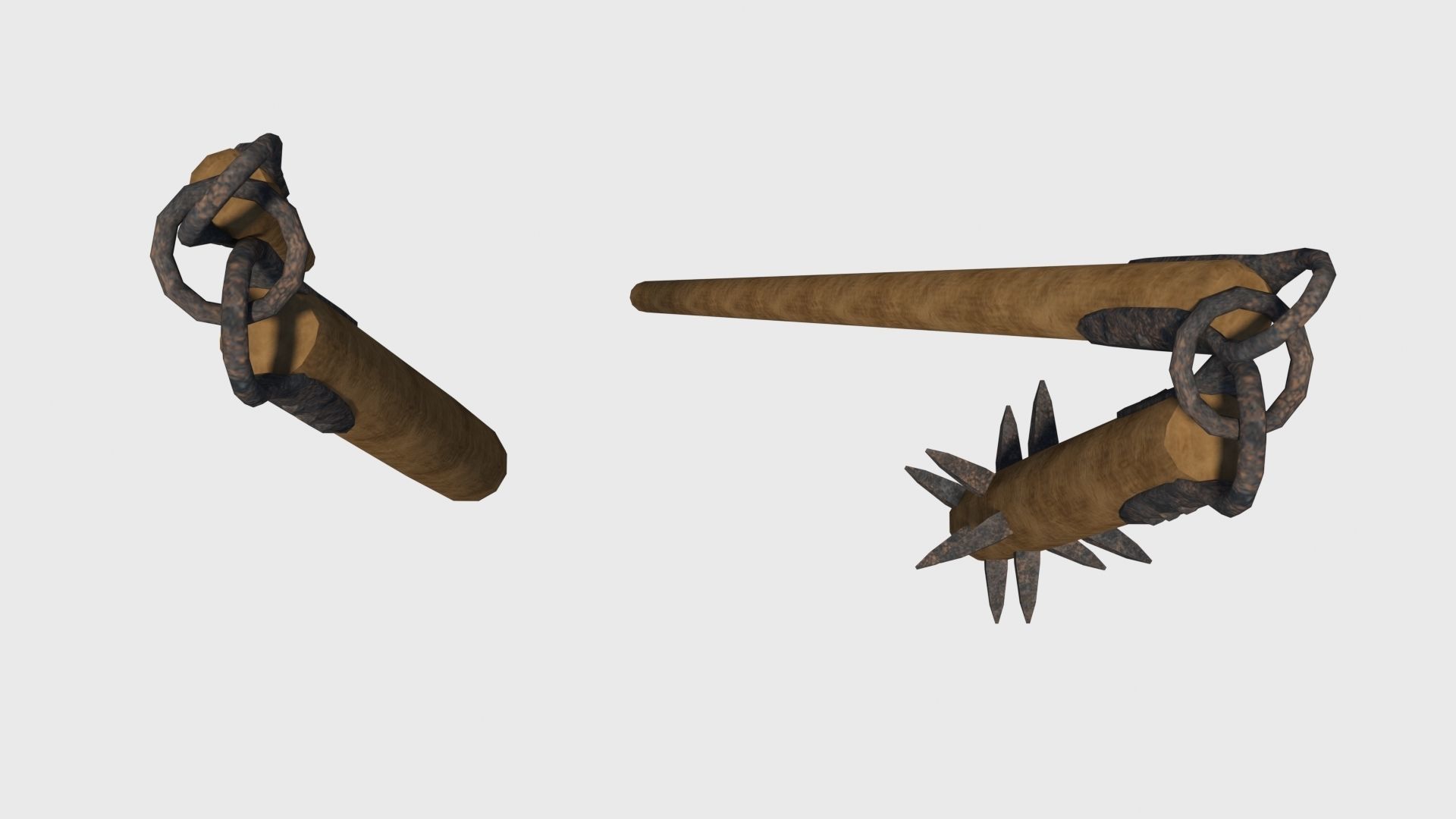Agricultural and war flail Low-poly 3D model_3