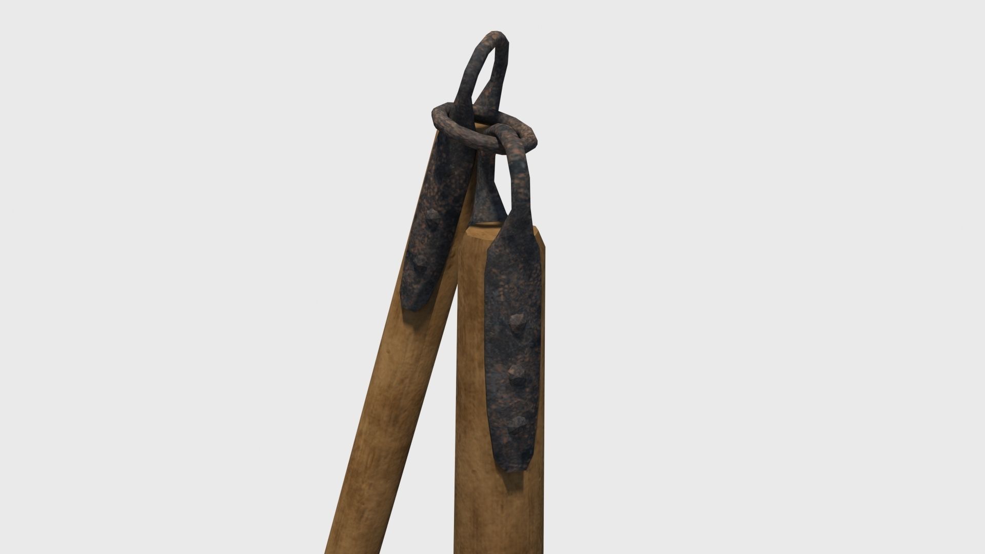 Agricultural and war flail Low-poly 3D model_5