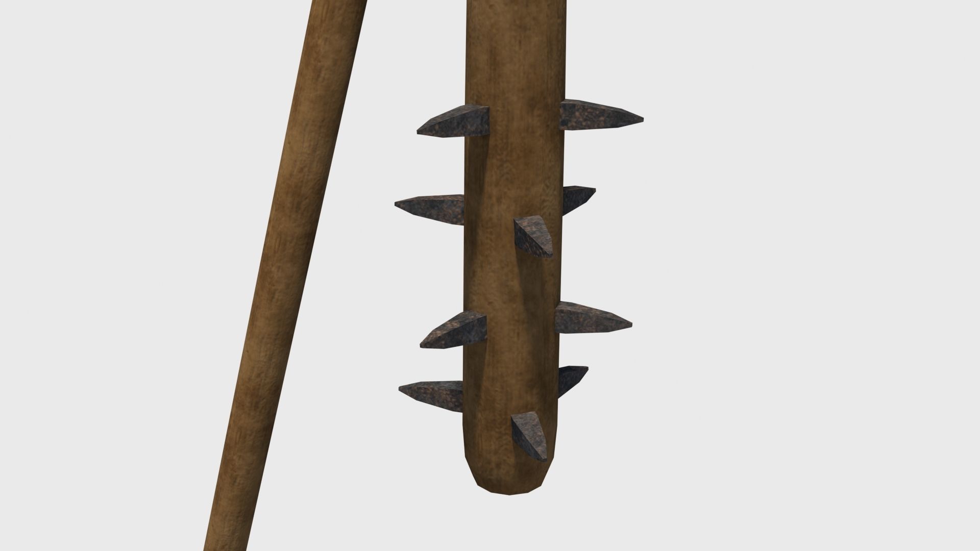 Agricultural and war flail Low-poly 3D model_4
