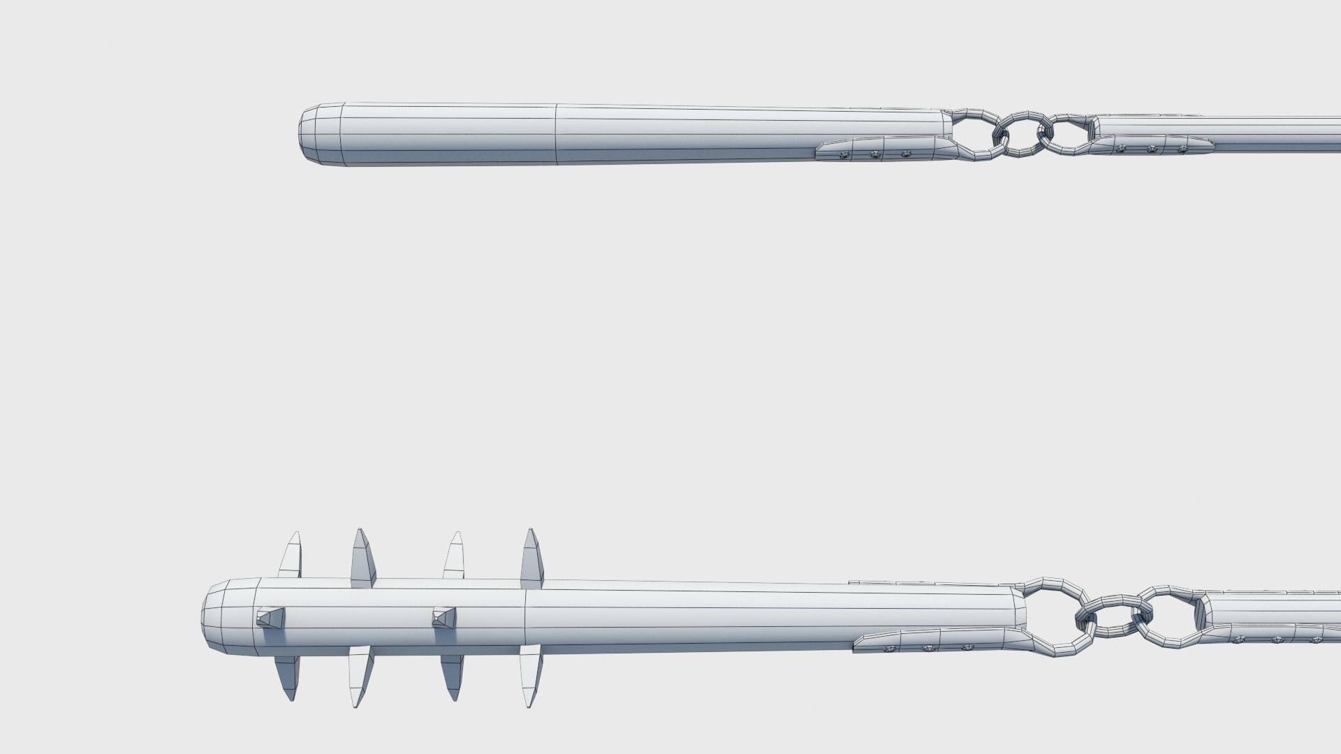 Agricultural and war flail Low-poly 3D model_1