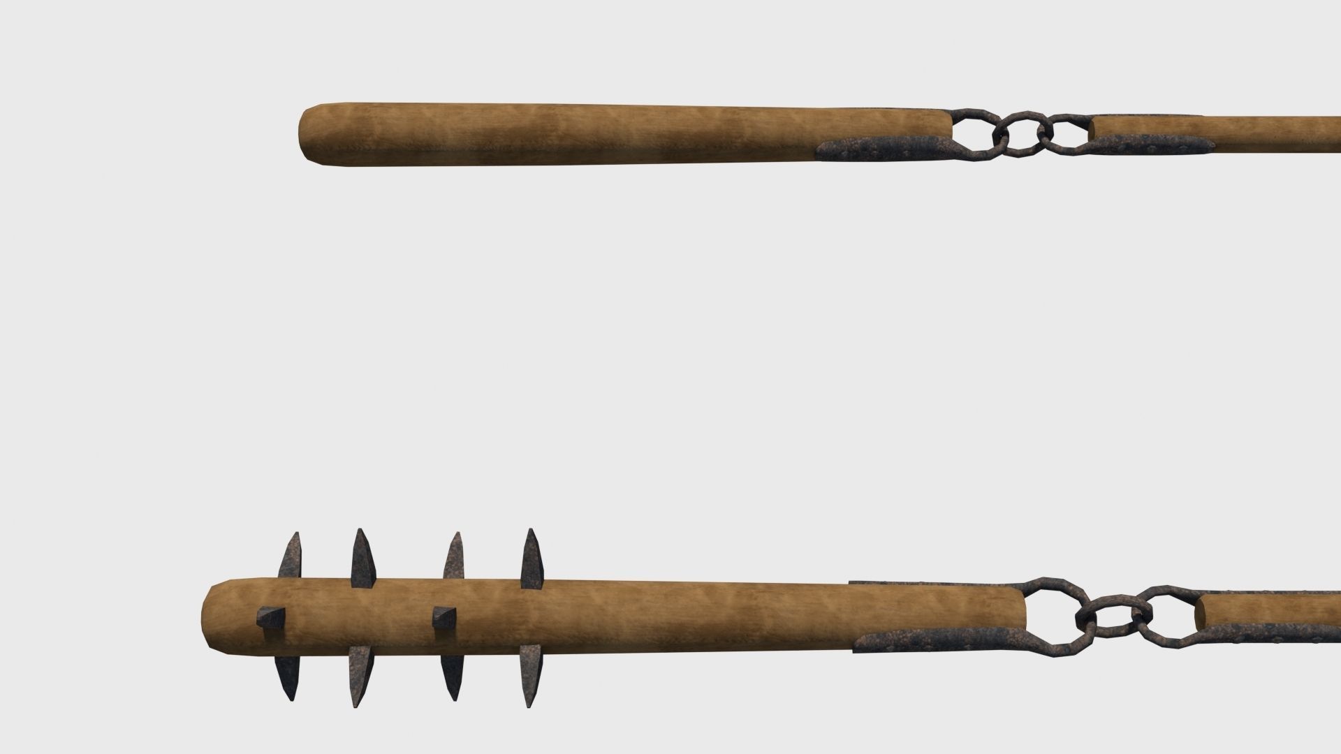 Agricultural and war flail Low-poly 3D model_9
