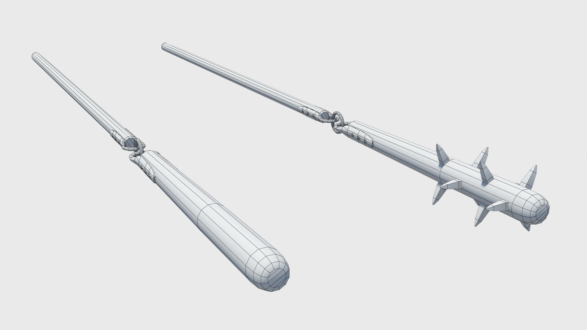 Agricultural and war flail Low-poly 3D model_27