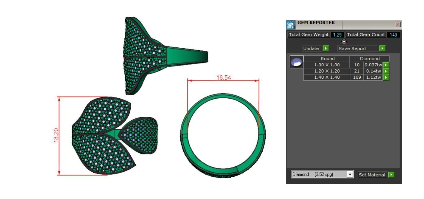 Leaf Engagement Ring STL 3D Model for Jewelry Design 3D print model_1