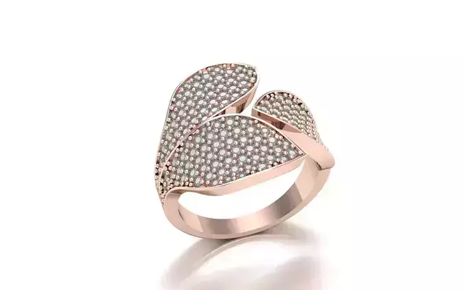 Leaf Engagement Ring STL 3D Model for Jewelry Design