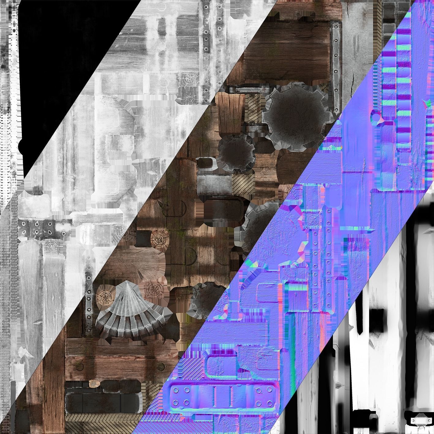 Ballista wooden structure with wheel Low-poly 3D model_13