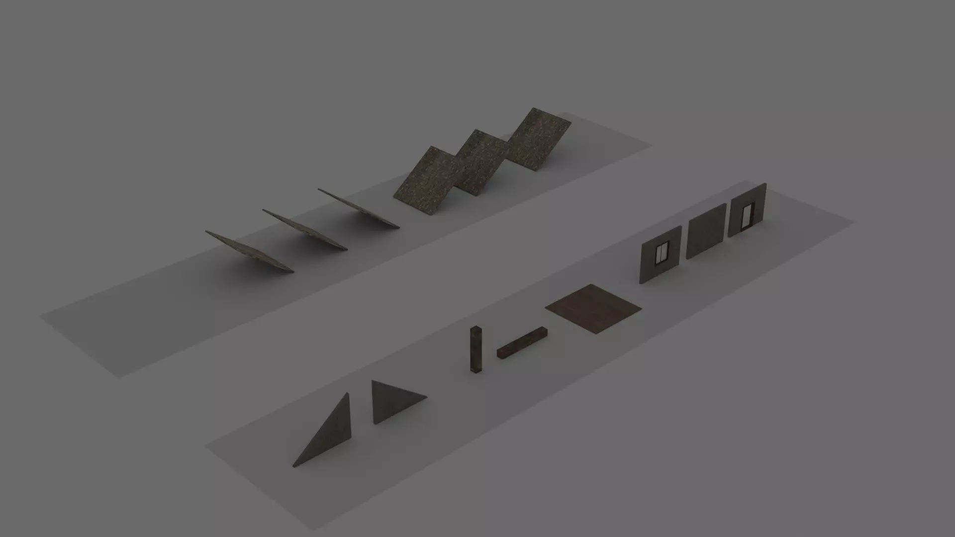 Simple Modular Building Kit Low-poly 3D model_0