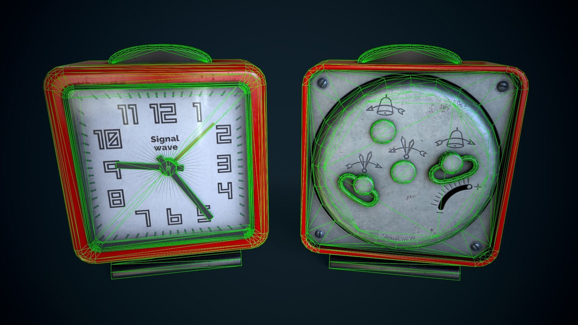 Old plastic alarm clock  Low-poly 3D model_8