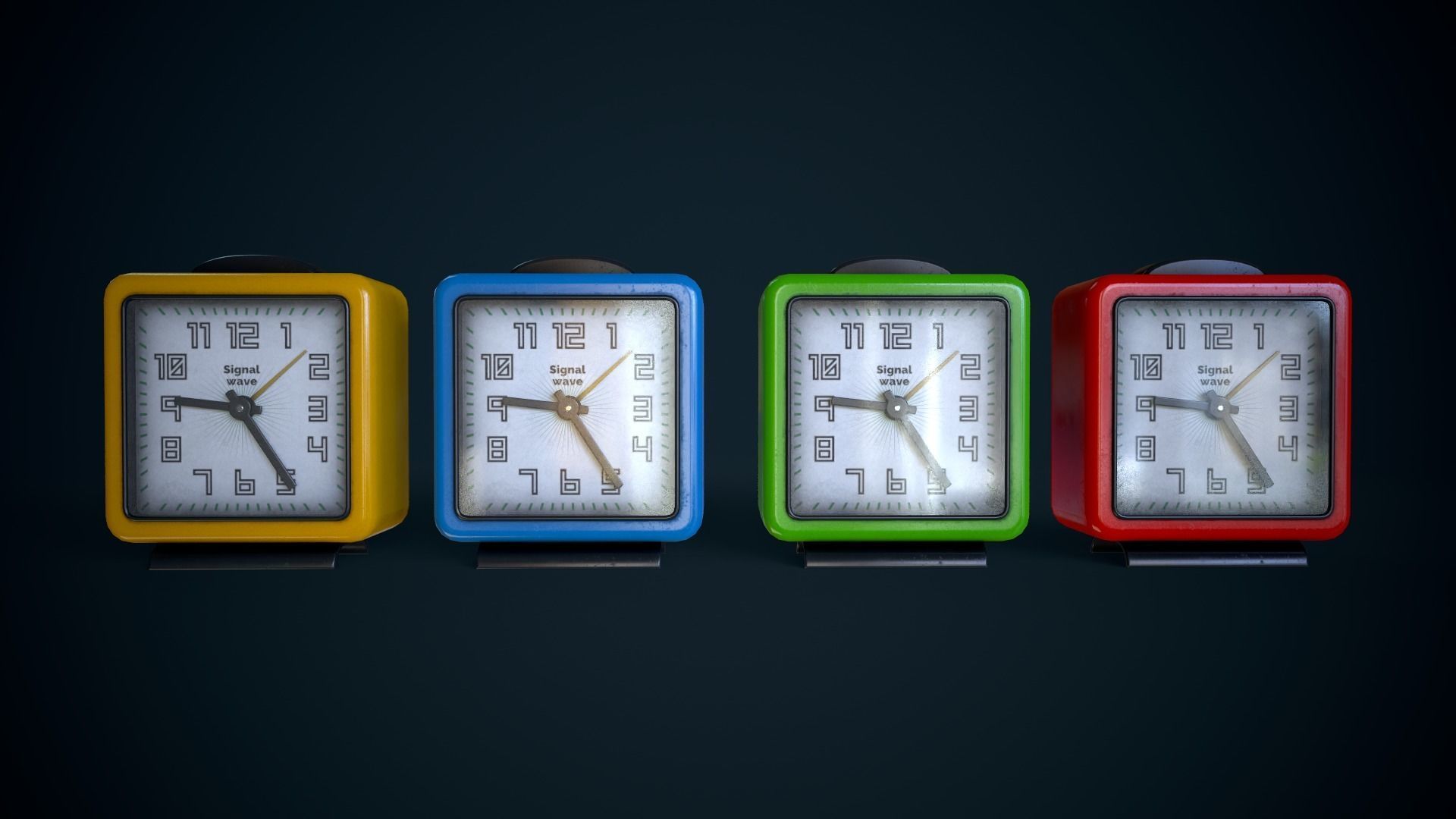 Old plastic alarm clock  Low-poly 3D model_7