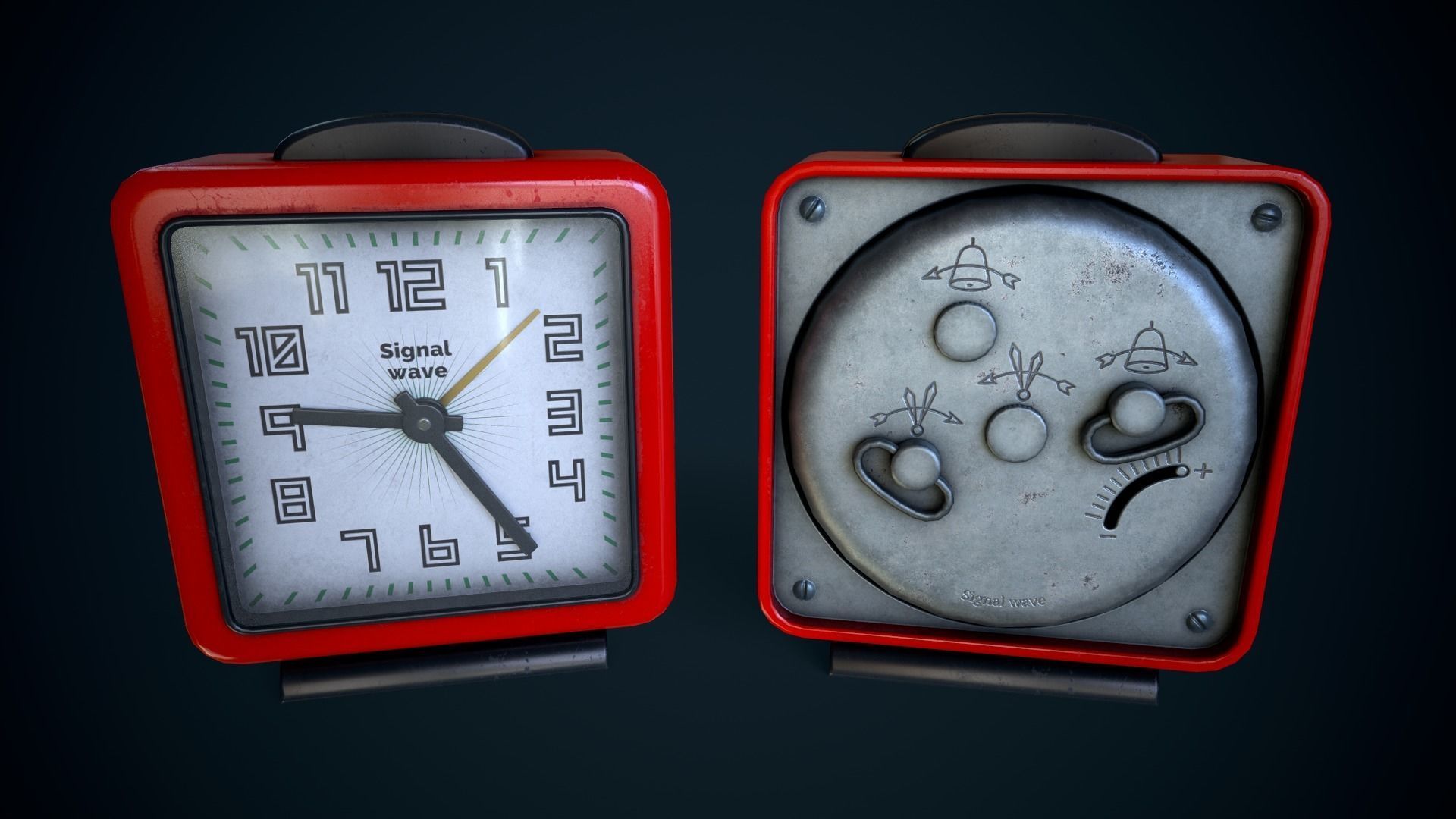 Old plastic alarm clock  Low-poly 3D model_1