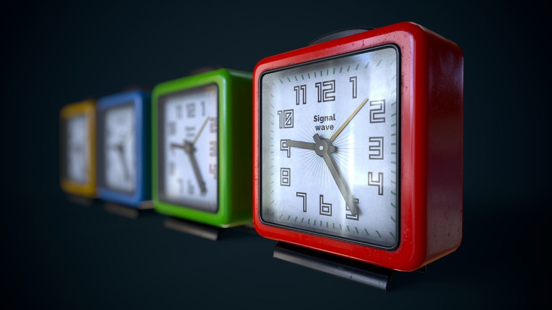 Old plastic alarm clock  Low-poly 3D model_5