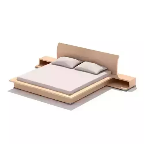 Double Coated Bed With Two Pillows 3D model