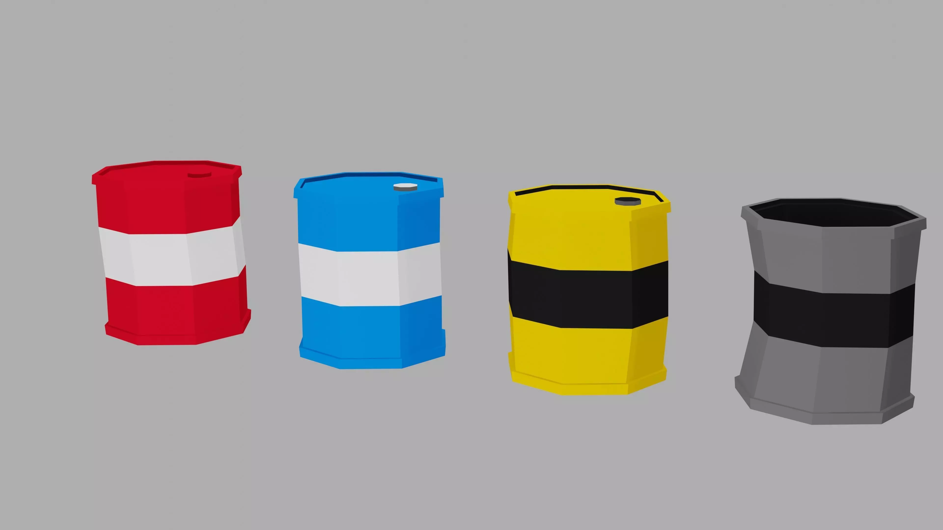 Red Blue Yellow and Grey LowPoly Tanks Low-poly 3D model