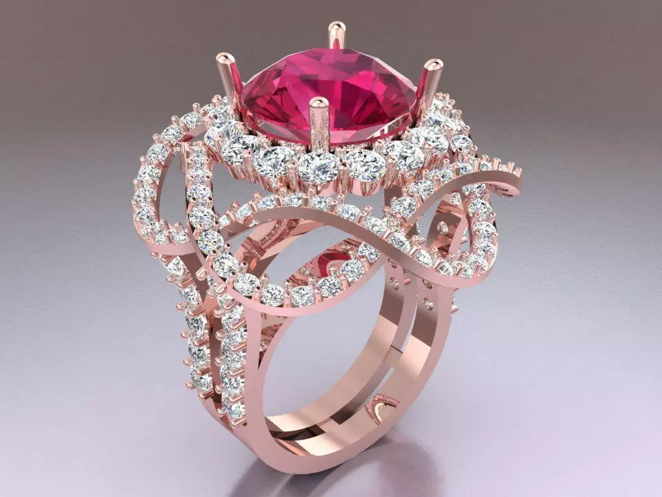 Gemstone ring - Diamond ring - Womens ring - N3880 3D print model