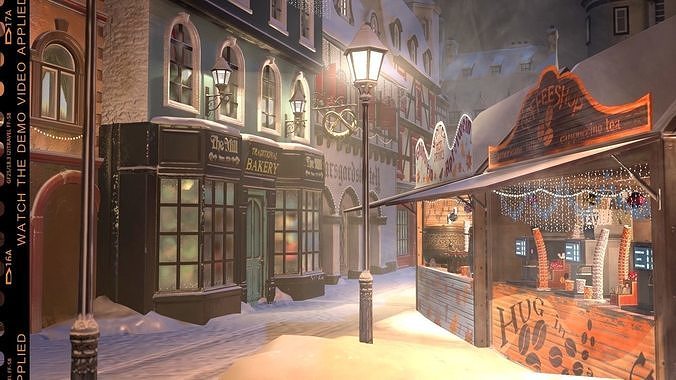 Christmas Mini Market Low-poly 3D model 6