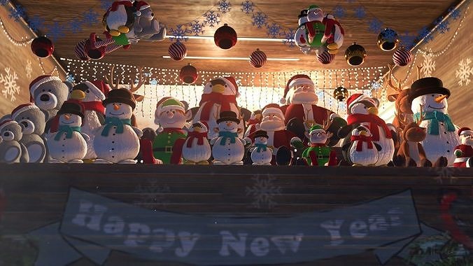 Christmas Mini Market Low-poly 3D model 4