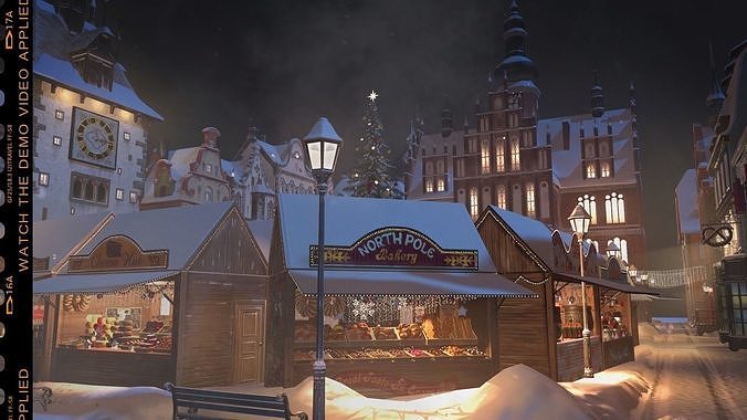 Christmas Mini Market Low-poly 3D model 3