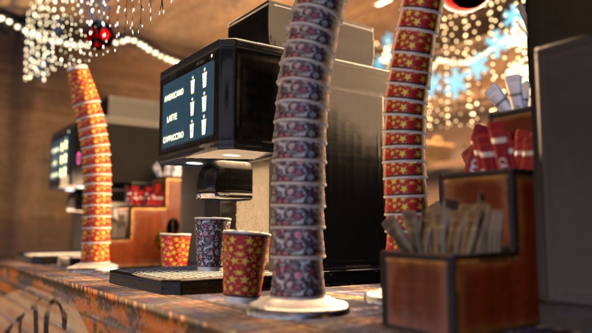 Christmas Mini Market Low-poly 3D model_68