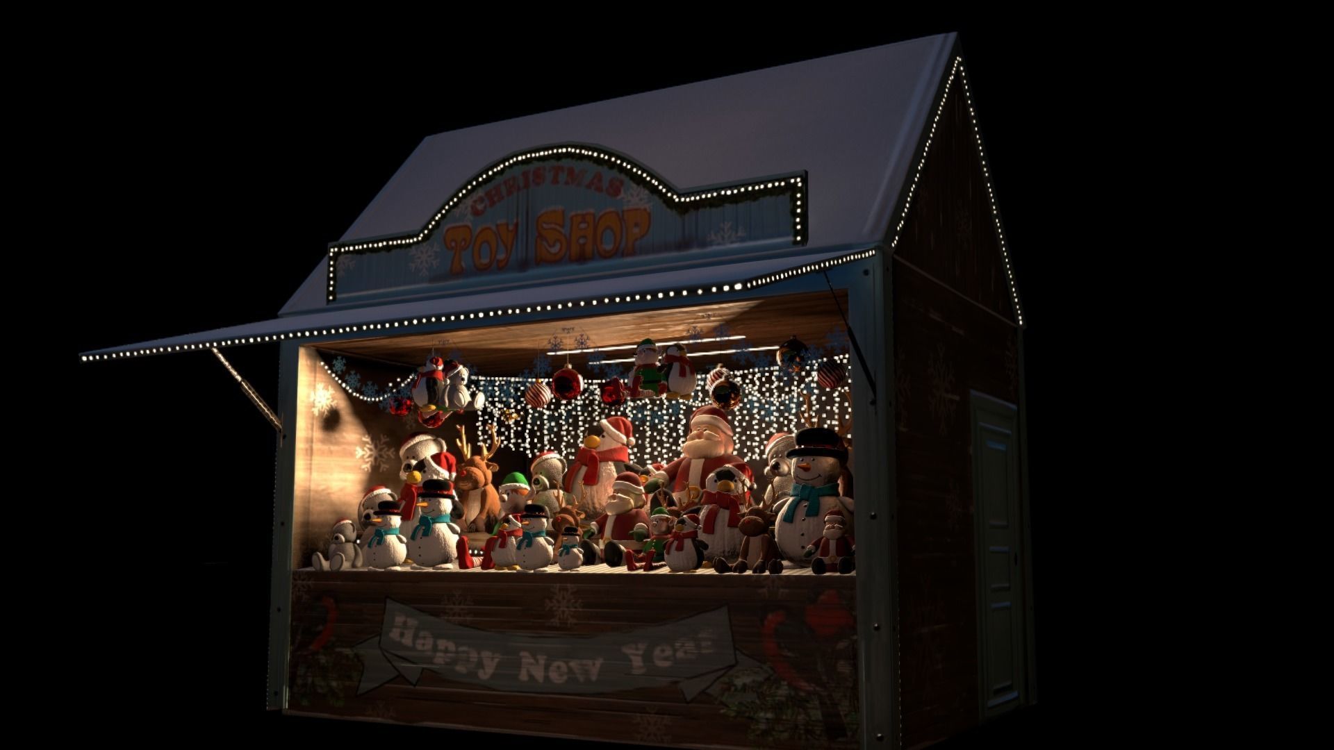 Christmas Mini Market Low-poly 3D model_28