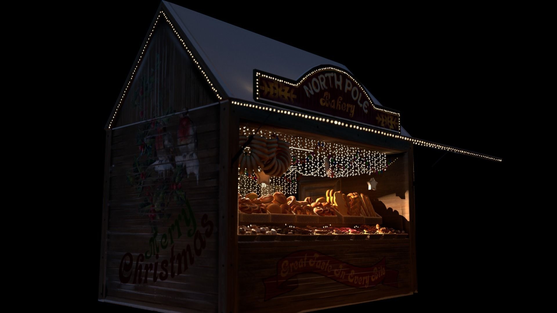 Christmas Mini Market Low-poly 3D model_14