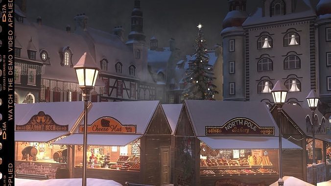Christmas Mini Market Low-poly 3D model 5