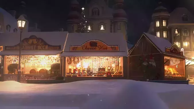 Christmas Mini Market Low-poly 3D model