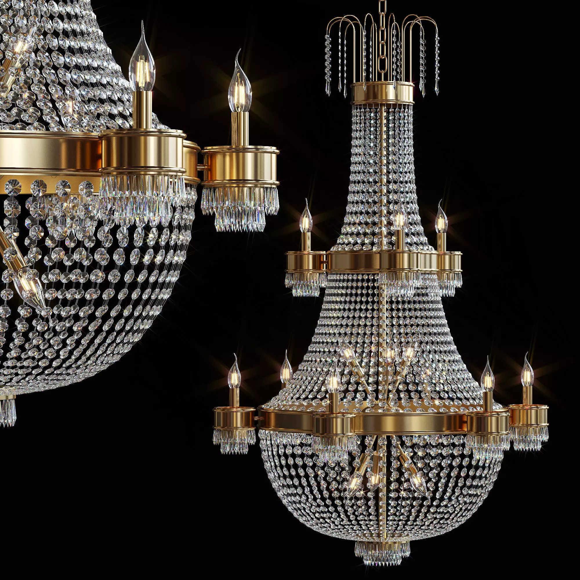Classic crystal chandelier Brass 29 3D model_0