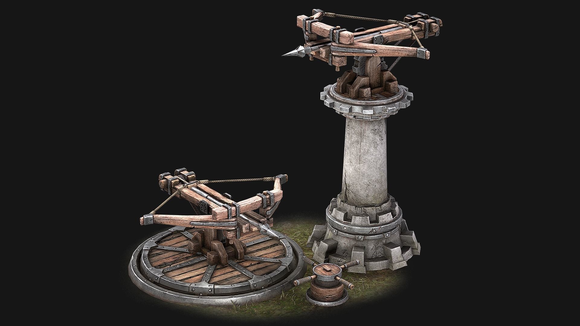 Ballista Tower Pack Medieval Catapult Castle Low-poly 3D model