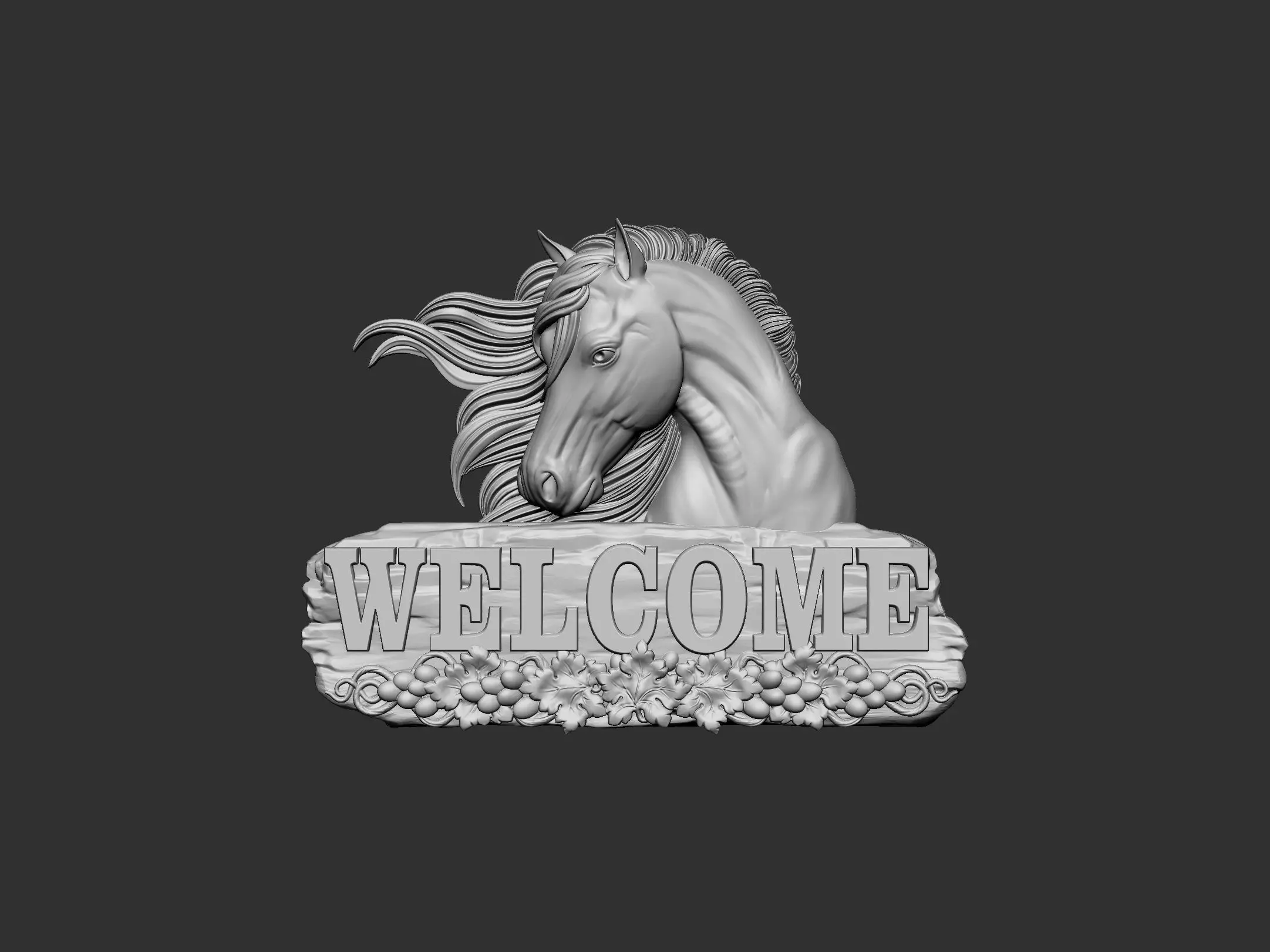 Welcome board with horse head 3D print model_0