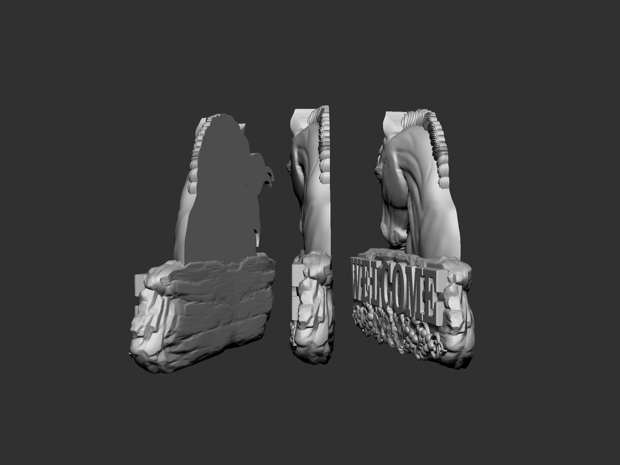 Welcome board with horse head 3D print model_3