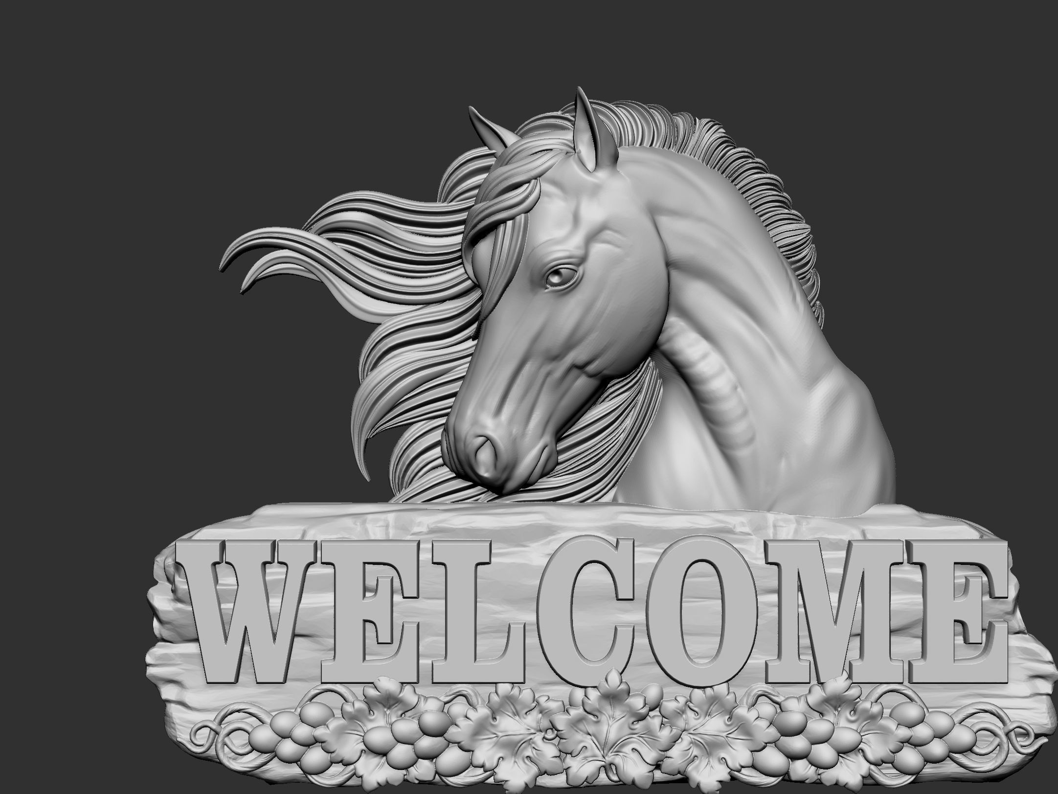 Welcome board with horse head 3D print model_6