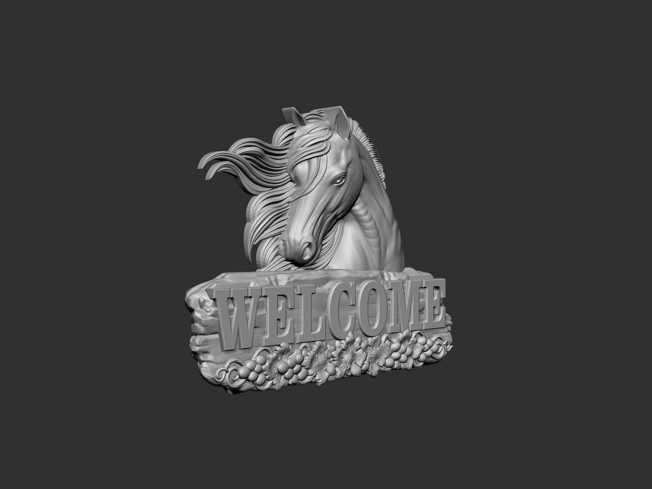 Welcome board with horse head 3D print model_1