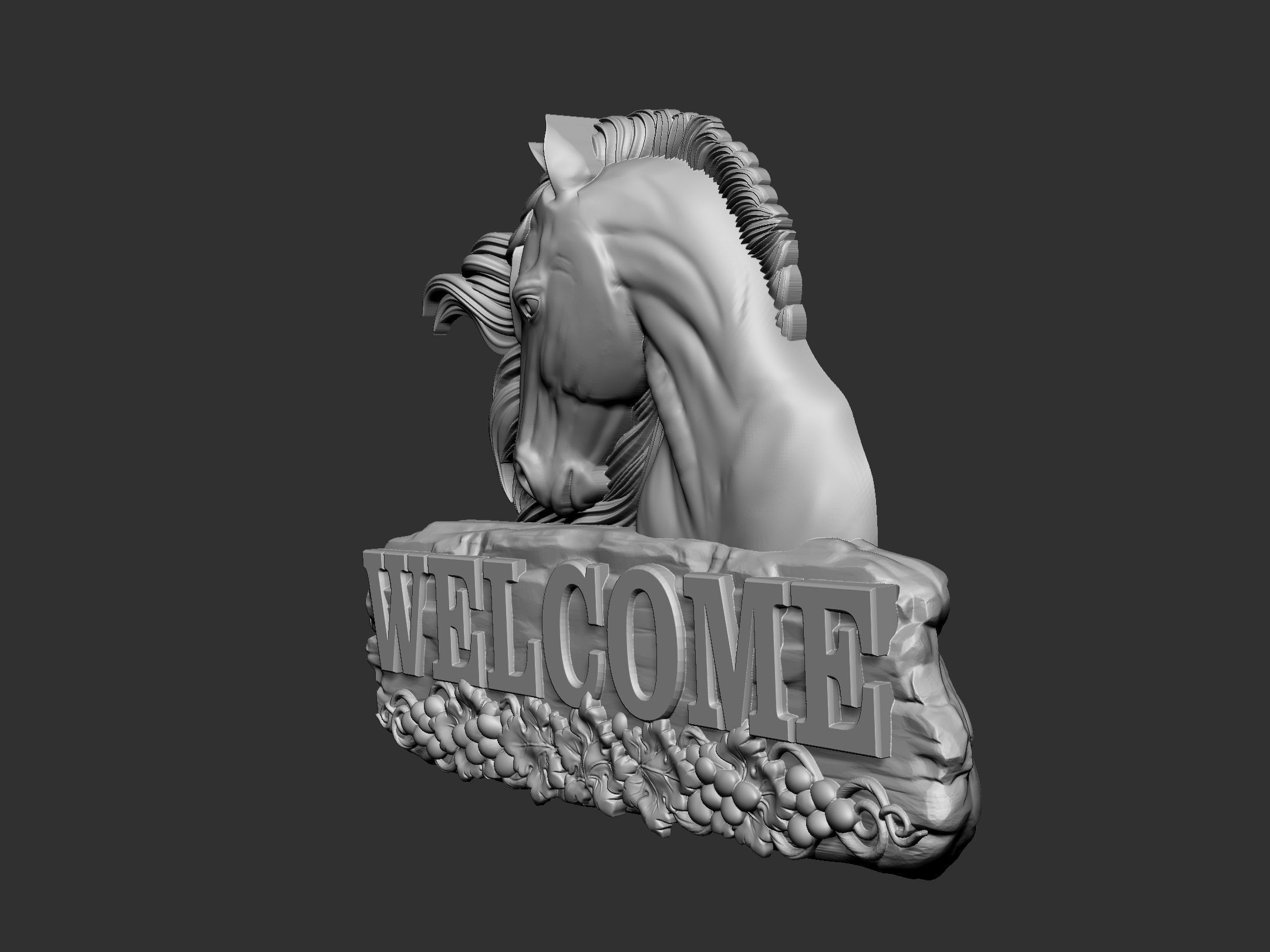 Welcome board with horse head 3D print model_2