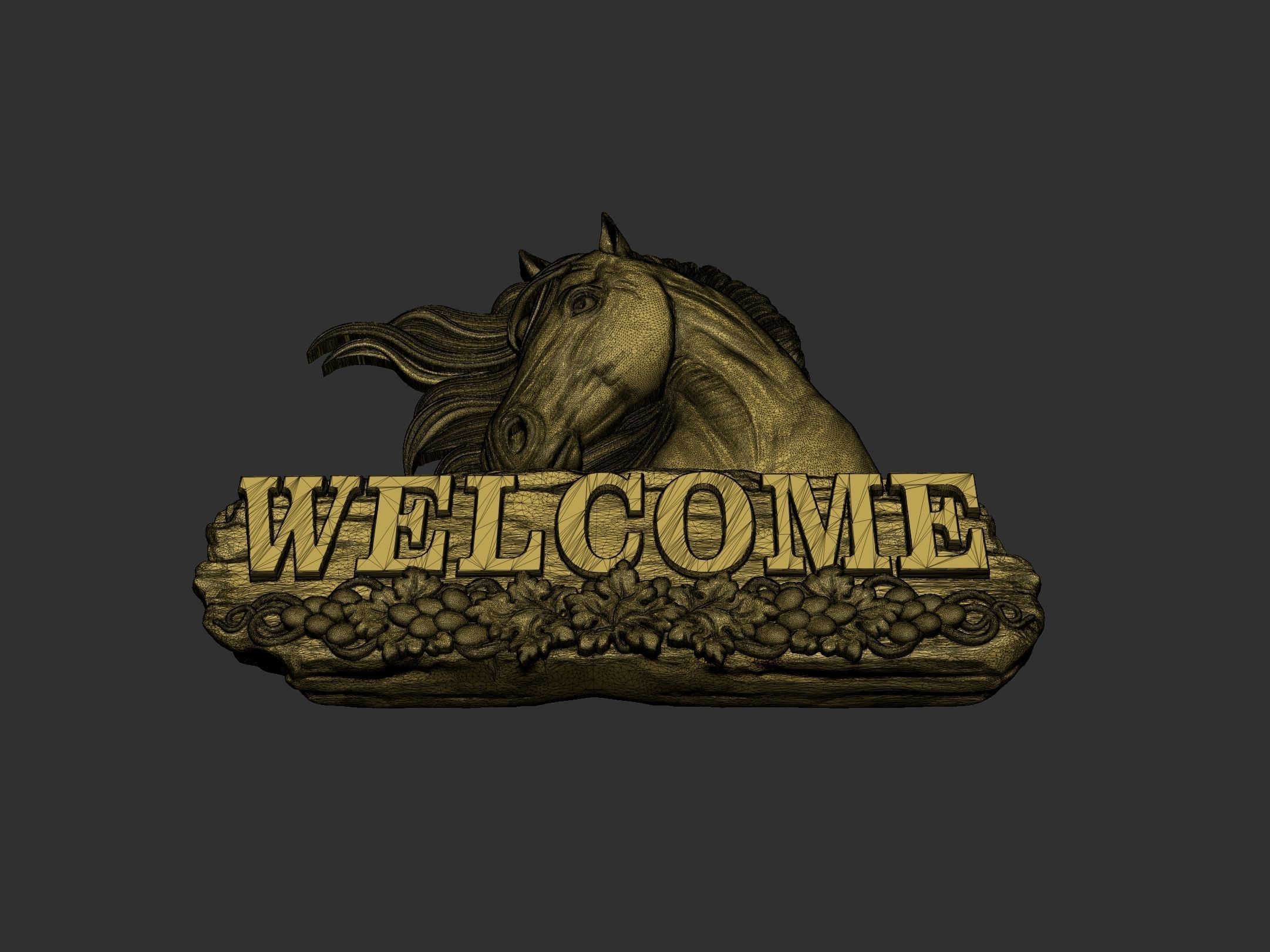 Welcome board with horse head 3D print model_5