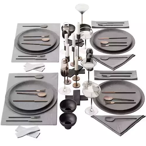 065 Tableware decor set 03 ceramic bronze black