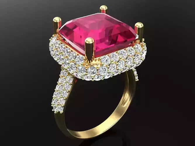 Gemstone rings - Square stone ring - Diamond rings -  N299