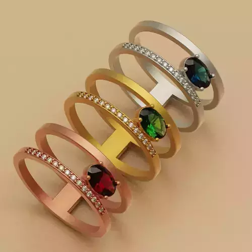 Diamond ring 2line-oval