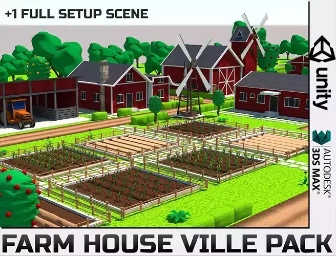Low Poly Farmhouse and Environmental Pack 3D model