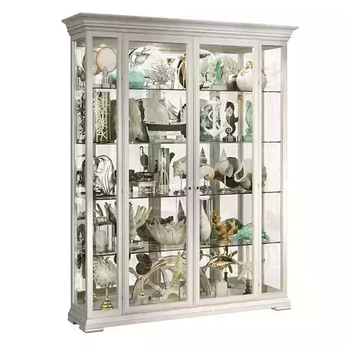 Classical display cabinet with sea decors 3D model