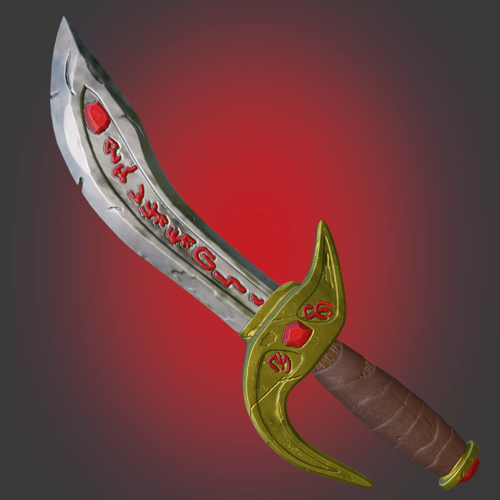 Magic Dagger with Runes LOW-Poly  PBR GameReady Low-poly 3D model_0