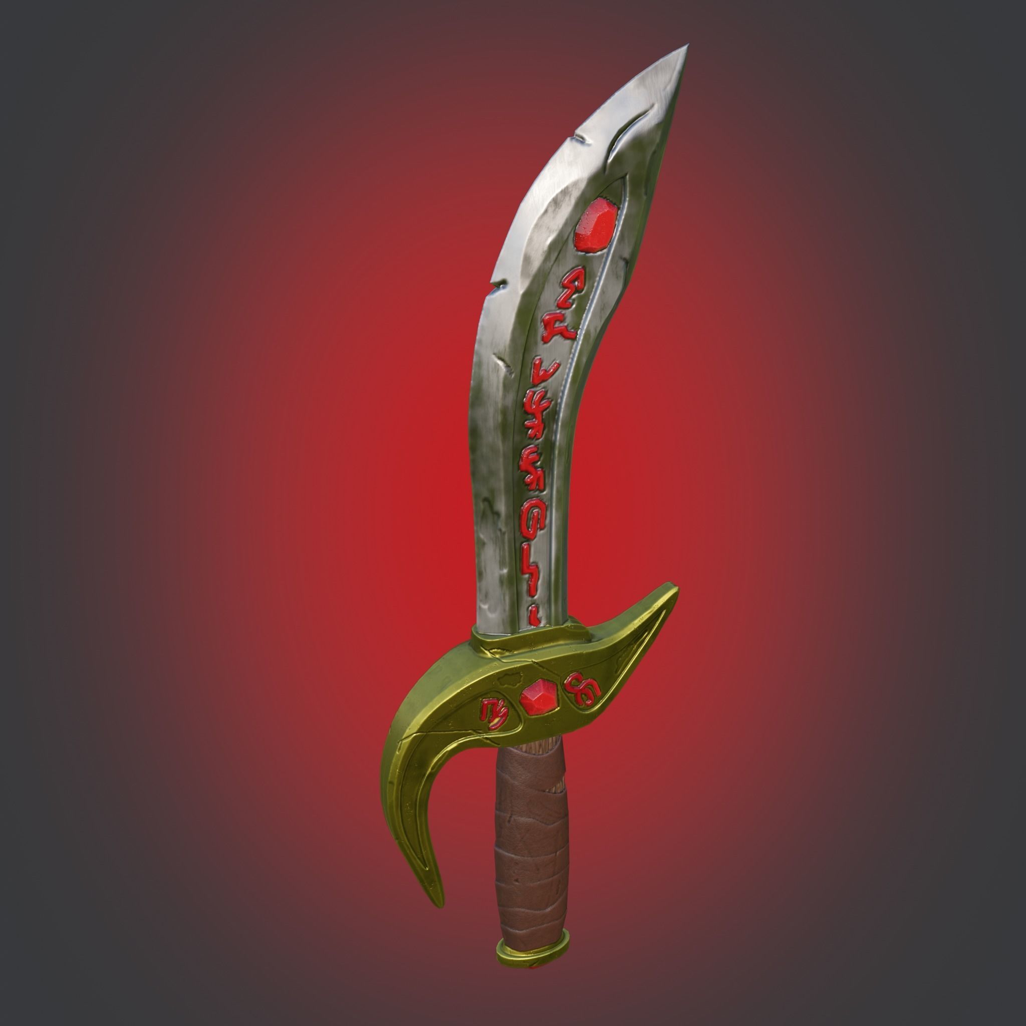 Magic Dagger with Runes LOW-Poly  PBR GameReady Low-poly 3D model_1