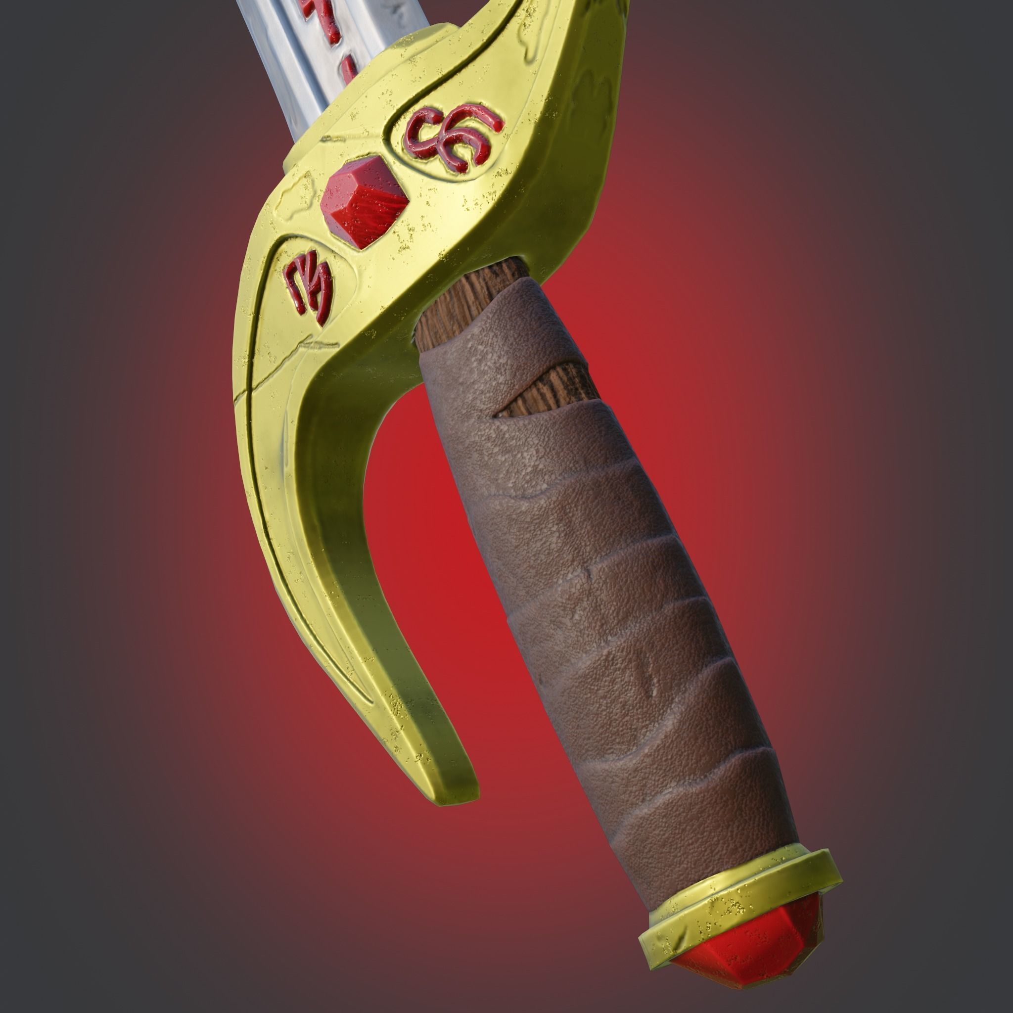 Magic Dagger with Runes LOW-Poly  PBR GameReady Low-poly 3D model_2