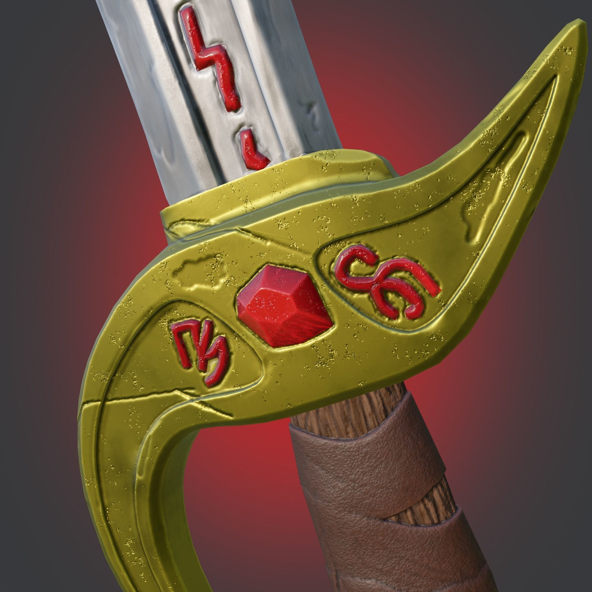 Magic Dagger with Runes LOW-Poly  PBR GameReady Low-poly 3D model_4