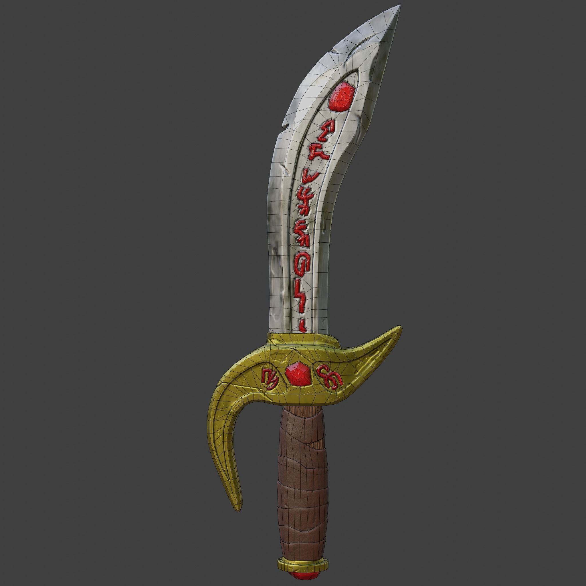 Magic Dagger with Runes LOW-Poly  PBR GameReady Low-poly 3D model_6