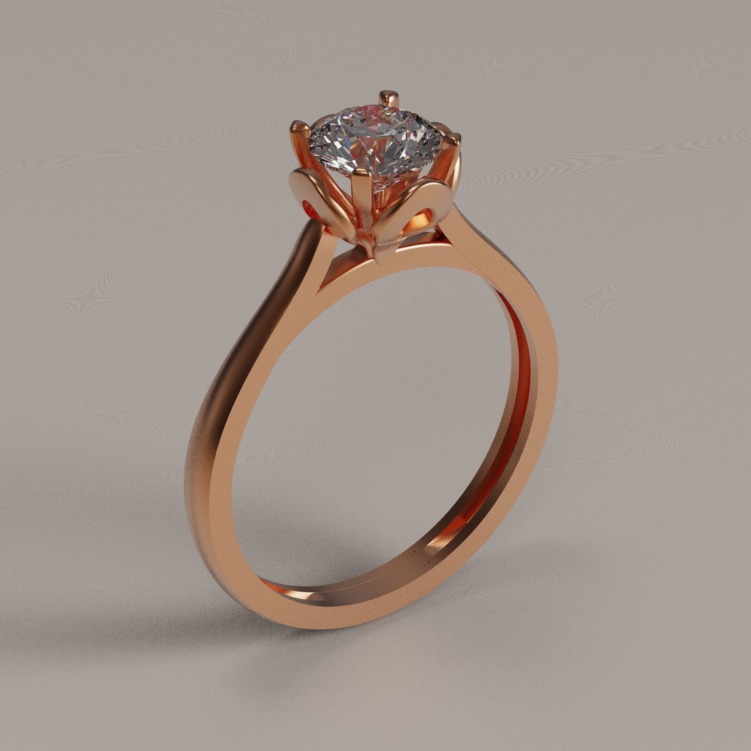 solitiare engagement ring gold 3D print model_14