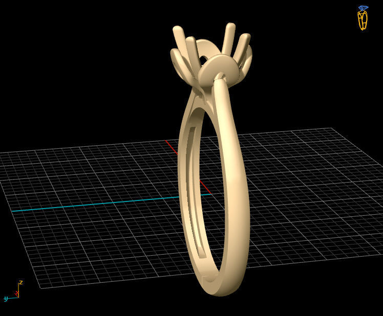 solitiare engagement ring gold 3D print model_12