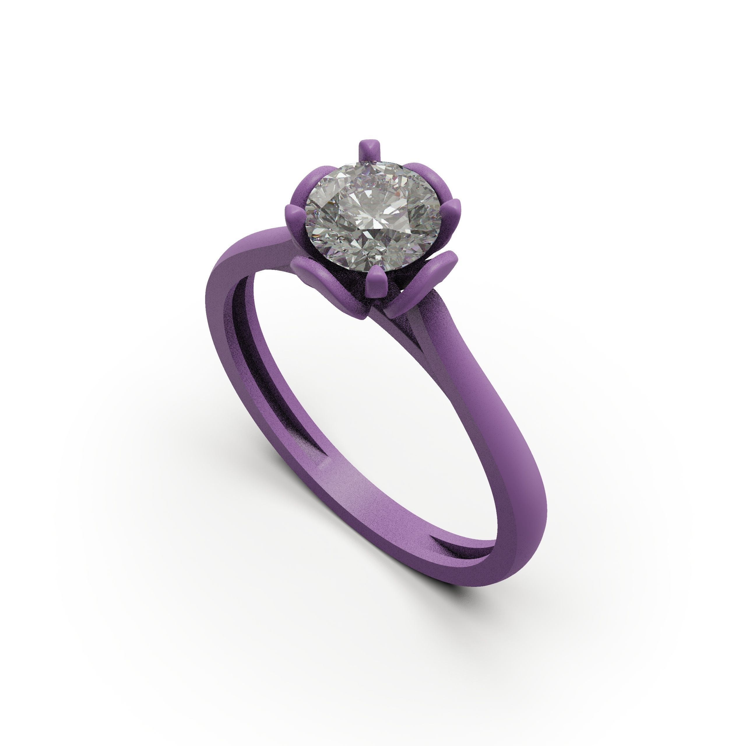 solitiare engagement ring gold 3D print model_7