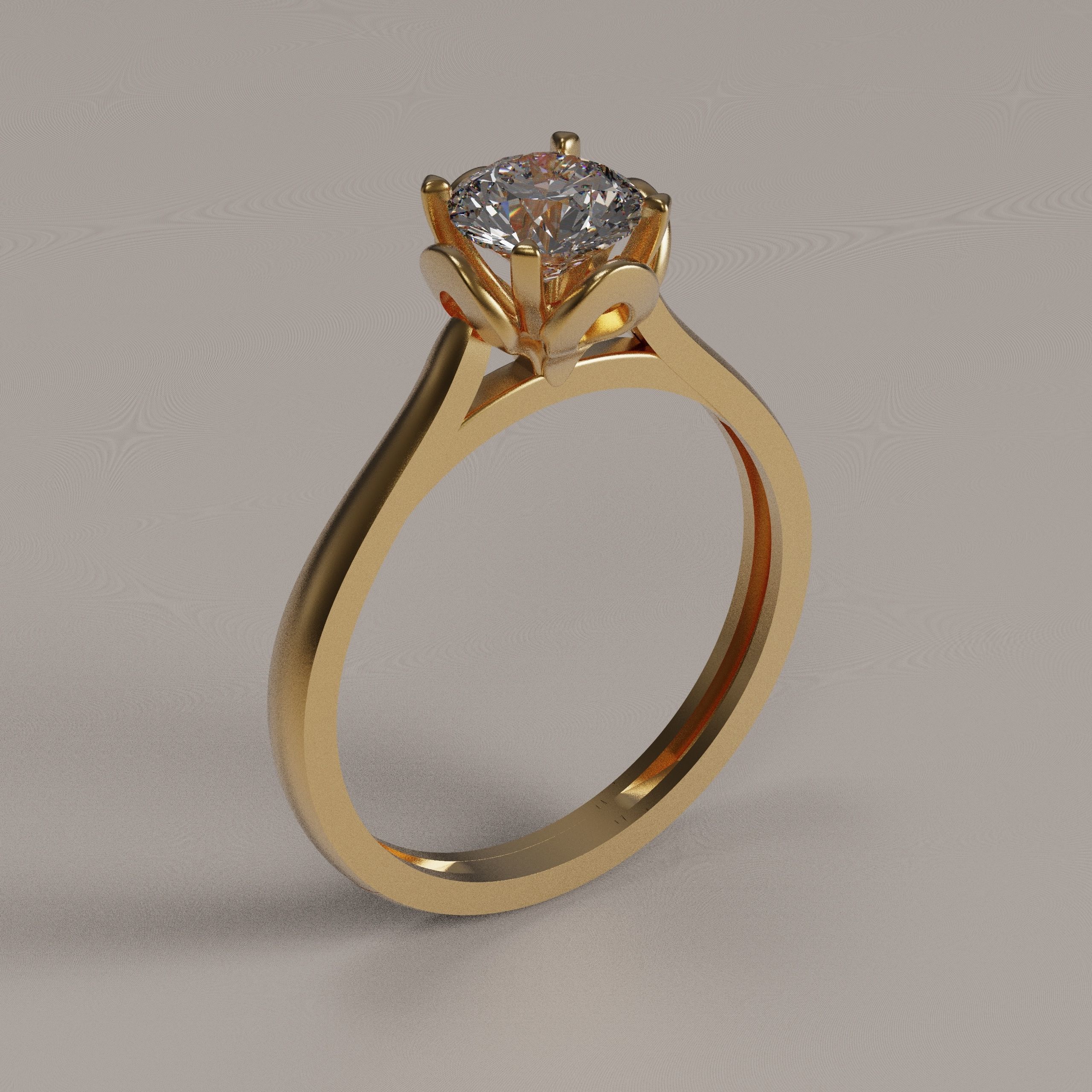 solitiare engagement ring gold 3D print model_15