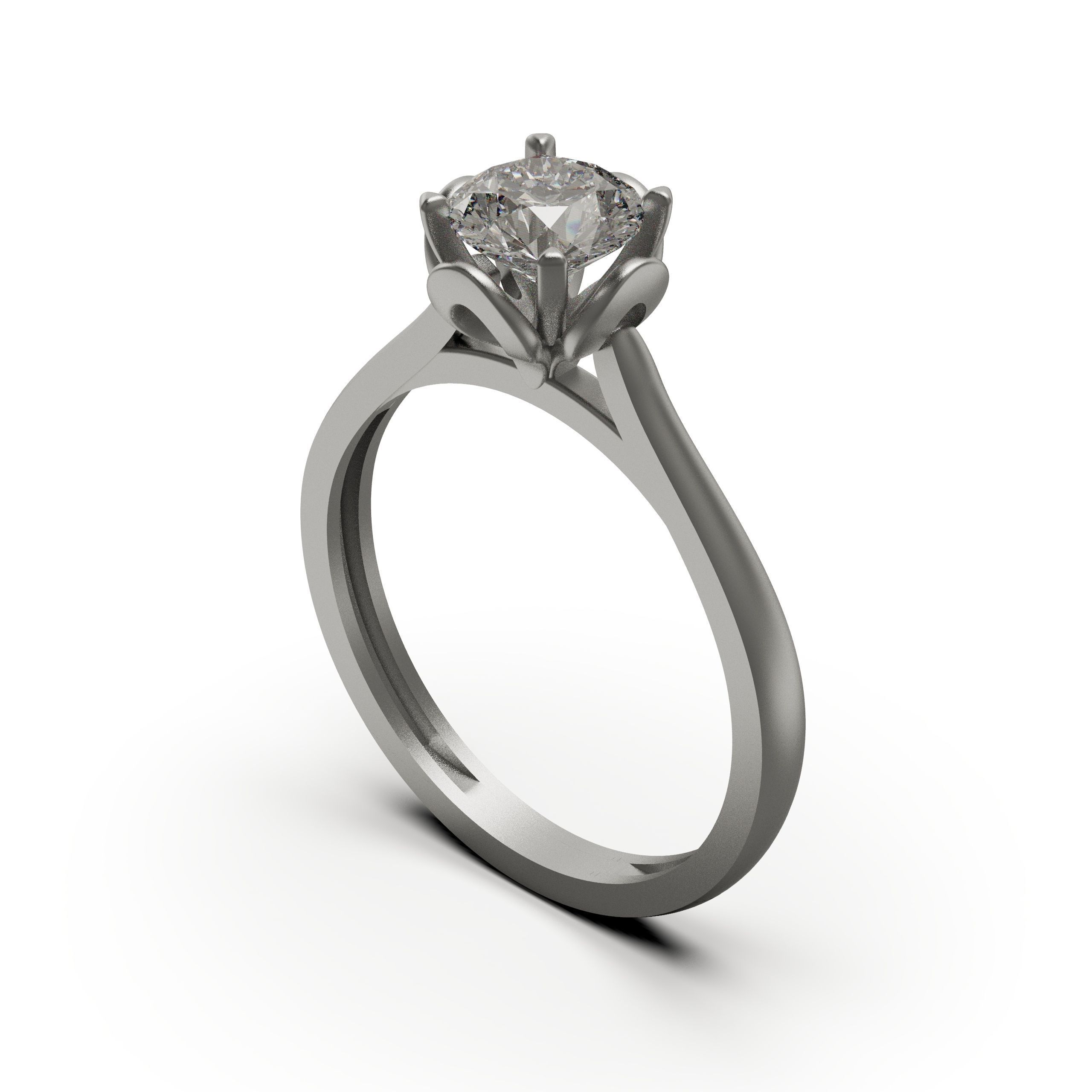 solitiare engagement ring gold 3D print model_5